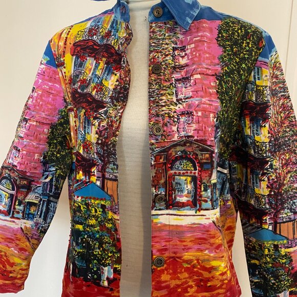 Vintage take two embellished Button-Up Jean Jacket size small - Picture 3 of 4